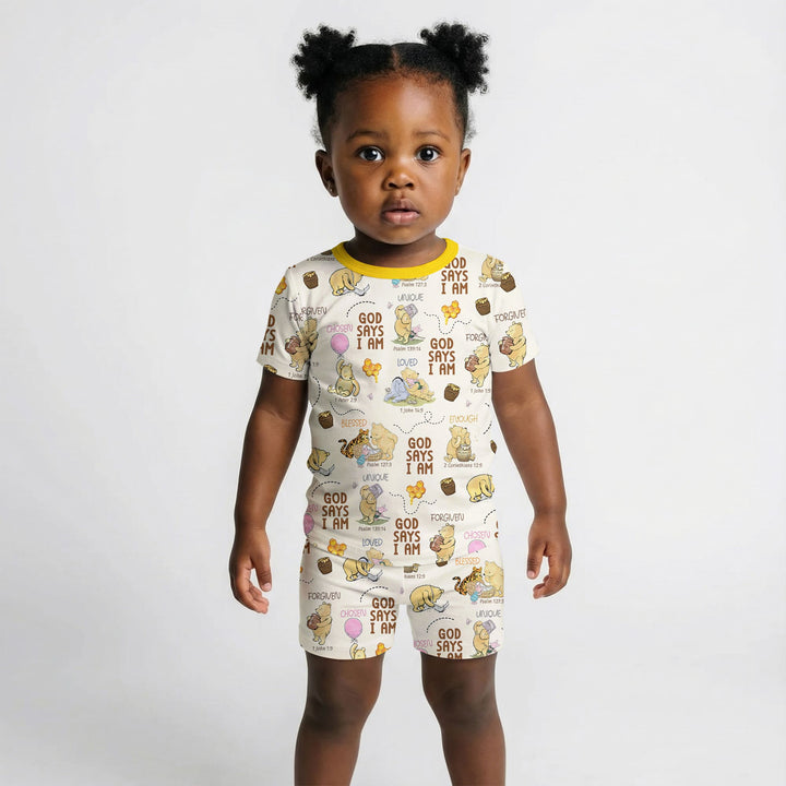 Template Zweiteiliges Pyjama-Set mit kurzen Ärmeln und Shorts