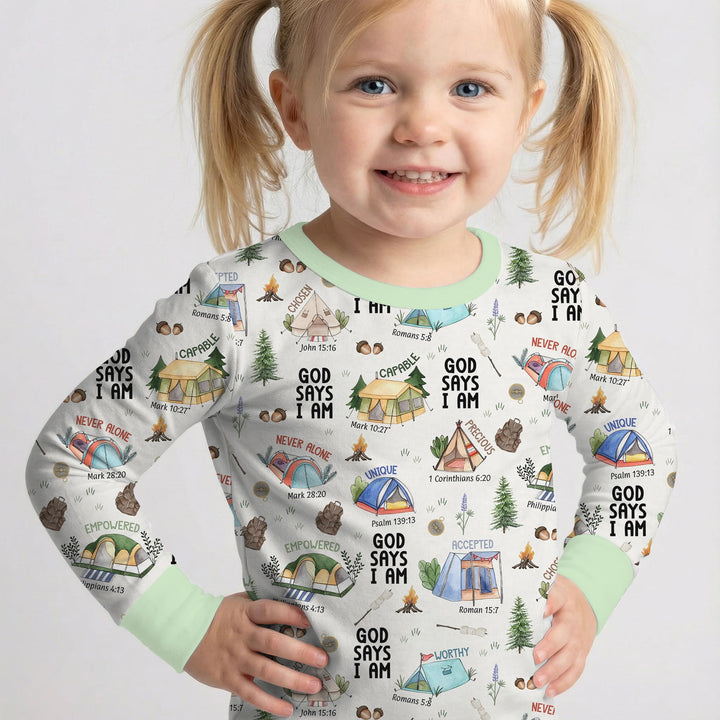 God Says I Am – Adventure Affirmations Two Piece Long Sleeve Pajama Set