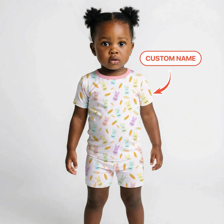 Zweiteiliges Pyjama-Set mit kurzen Ärmeln und Shorts im Sommer-Design