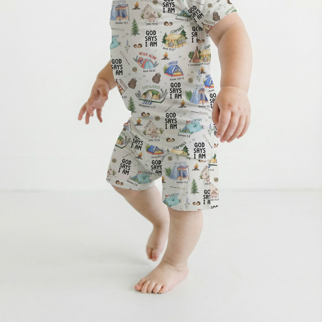 God Says I Am – Adventure Affirmations Short Sleeve Shorts Pajama Set