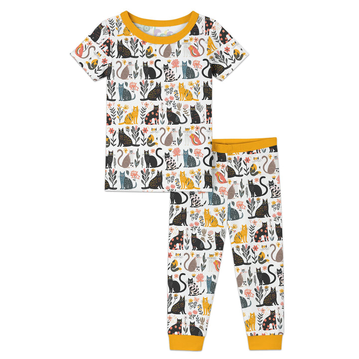 Botanical Cats Two Piece Short Sleeve Pajama Set
