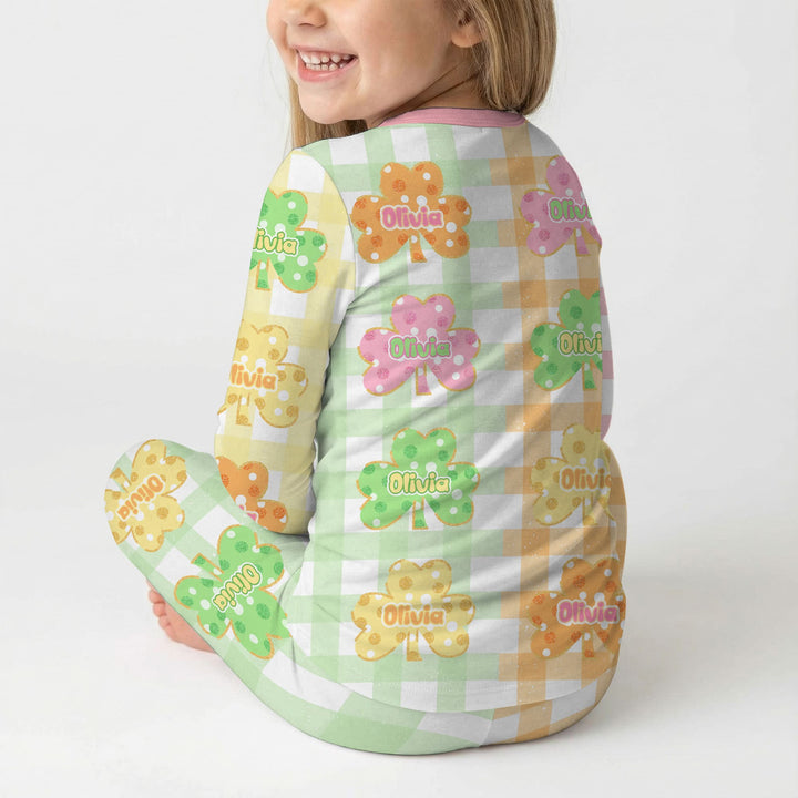 Lucky Shamrock Two Piece Long Sleeve Pajama Set