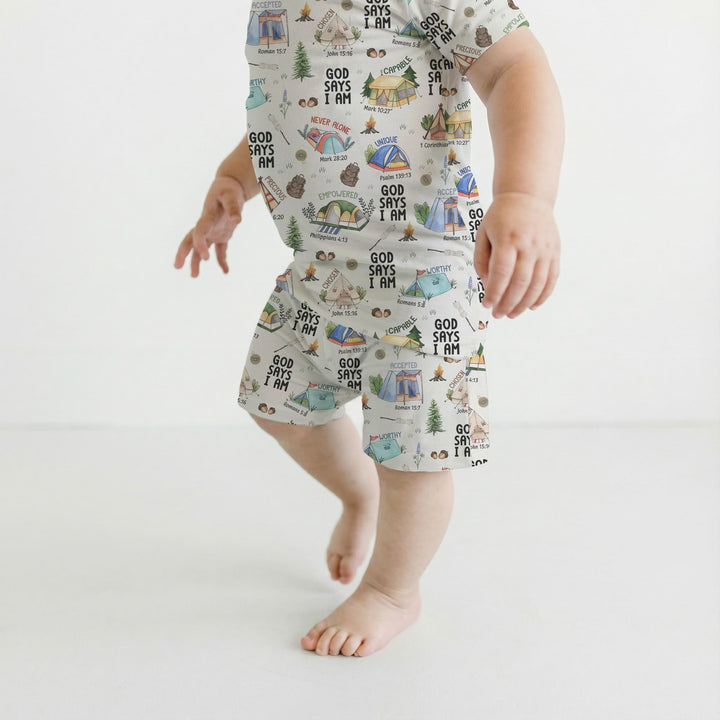 God Says I Am – Adventure Affirmations Short Sleeve Shorts Pajama Set