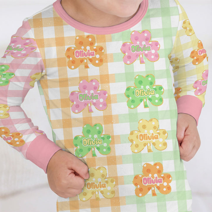 Lucky Shamrock Two Piece Long Sleeve Pajama Set