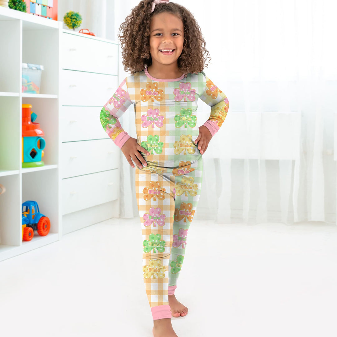 Lucky Shamrock Two Piece Long Sleeve Pajama Set