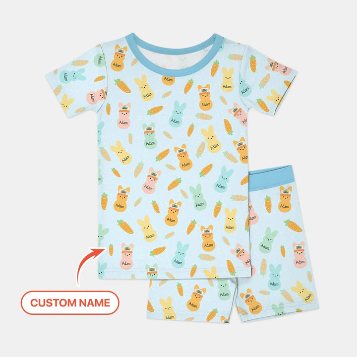 Zweiteiliges Pyjama-Set mit kurzen Ärmeln und Shorts im Sommer-Design