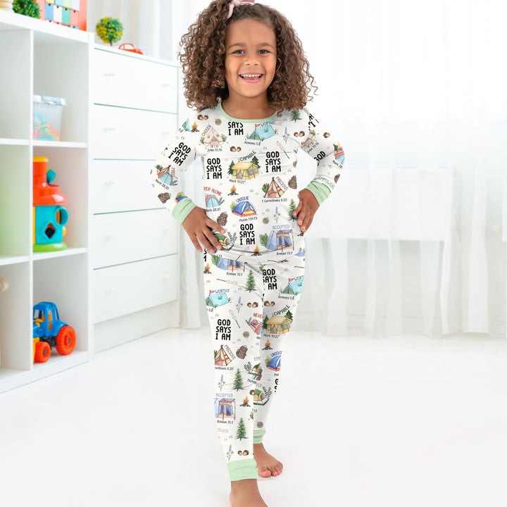 God Says I Am – Adventure Affirmations Two Piece Long Sleeve Pajama Set