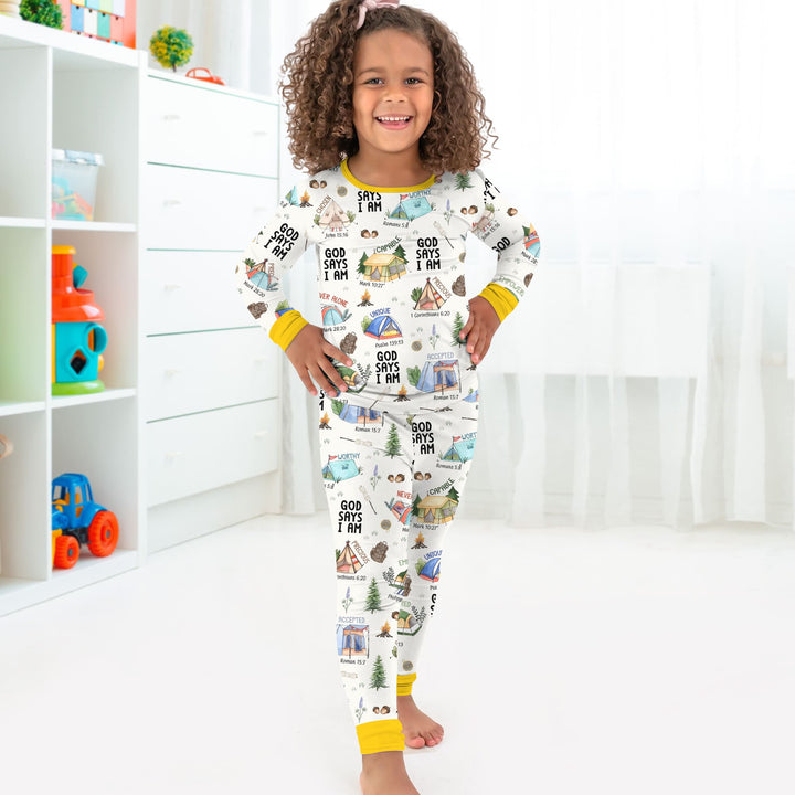 God Says I Am – Adventure Affirmations Two Piece Long Sleeve Pajama Set