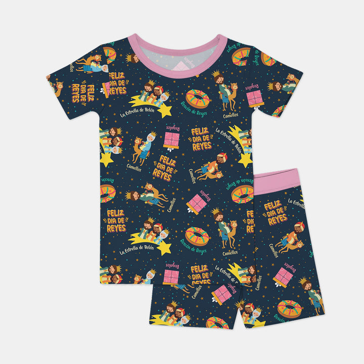 Feliz Dia de Reyes Two Piece Short Sleeve Shorts Pajama Set