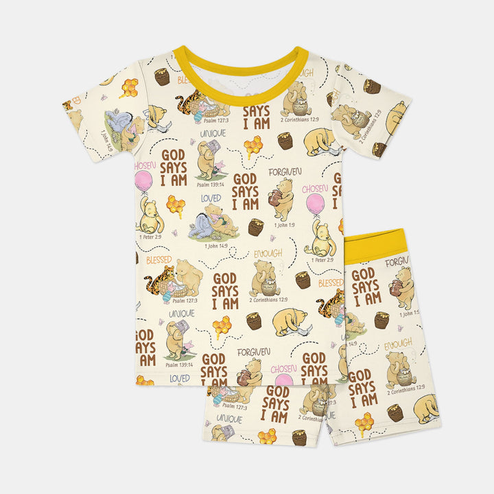Template Zweiteiliges Pyjama-Set mit kurzen Ärmeln und Shorts