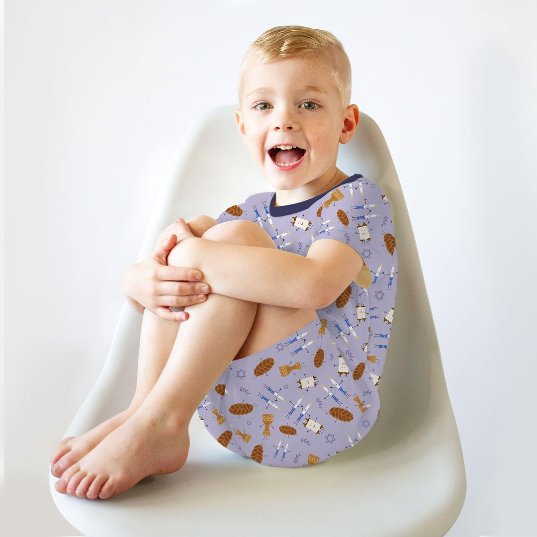 Shabbat Shalom Family Matching Two Piece Short Sleeve Shorts Pajama Set