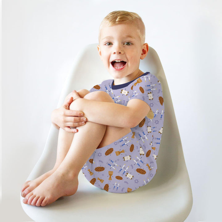 Shabbat Shalom Family Matching Two Piece Short Sleeve Shorts Pajama Set