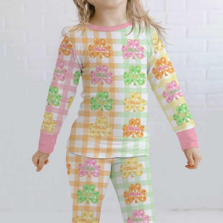 Lucky Shamrock Two Piece Long Sleeve Pajama Set