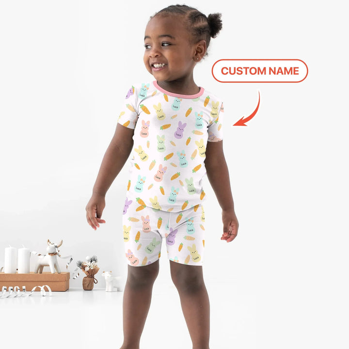 Zweiteiliges Pyjama-Set mit kurzen Ärmeln und Shorts im Sommer-Design