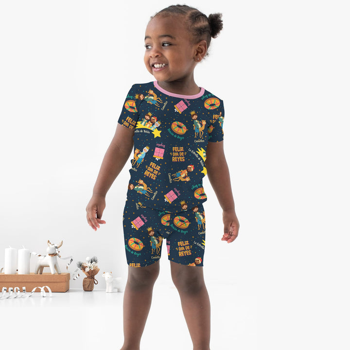 Feliz Dia de Reyes Two Piece Short Sleeve Shorts Pajama Set