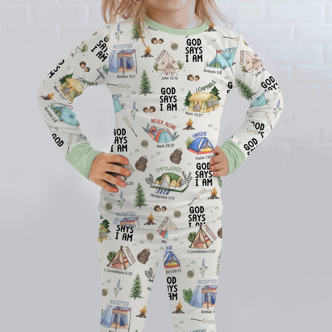 God Says I Am – Adventure Affirmations Two Piece Long Sleeve Pajama Set
