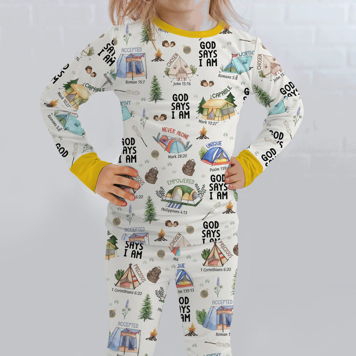 God Says I Am – Adventure Affirmations Two Piece Long Sleeve Pajama Set