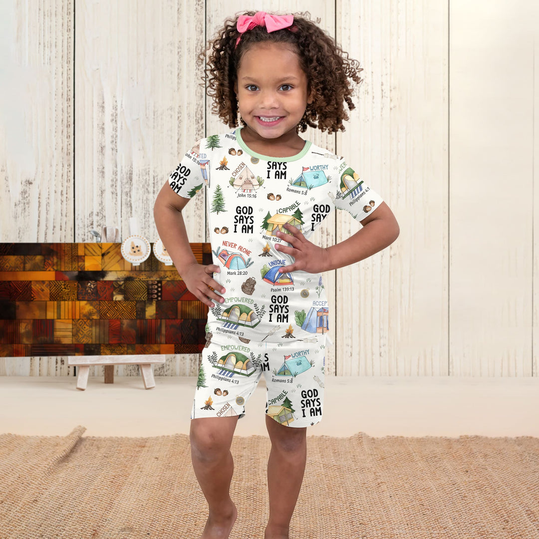 God Says I Am – Adventure Affirmations Short Sleeve Shorts Pajama Set