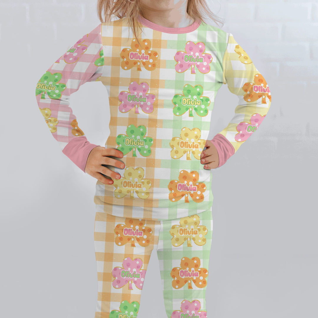 Lucky Shamrock Two Piece Long Sleeve Pajama Set