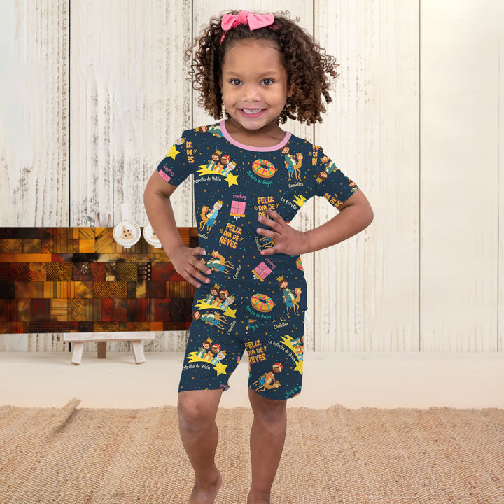 Feliz Dia de Reyes Two Piece Short Sleeve Shorts Pajama Set