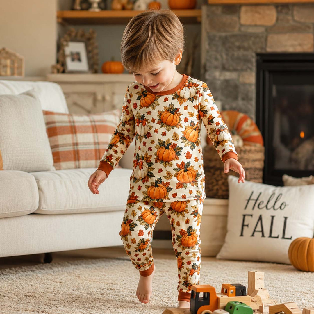 Autumn Harvest Moments Bamboo Two Piece Long Sleeve Pajama Set