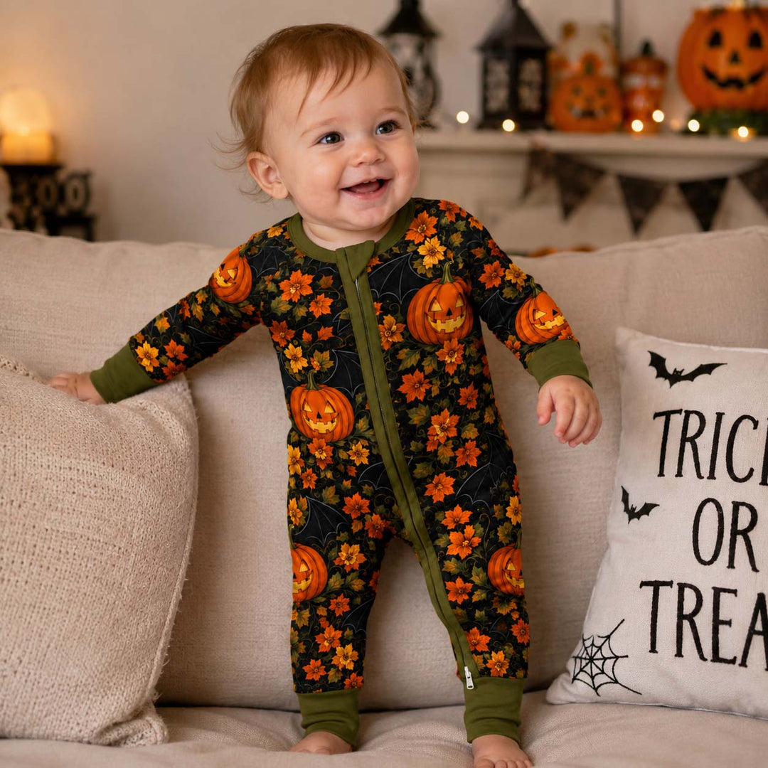 Autumn Pumpkin Bloom Green Bamboo Convertible Zippy