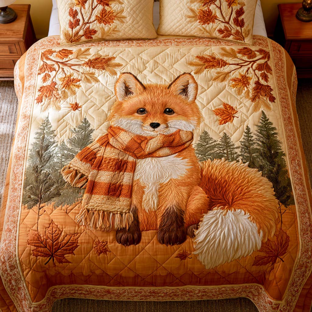 Autumn Woodland Fox Bamboo Quilt Bedding Set