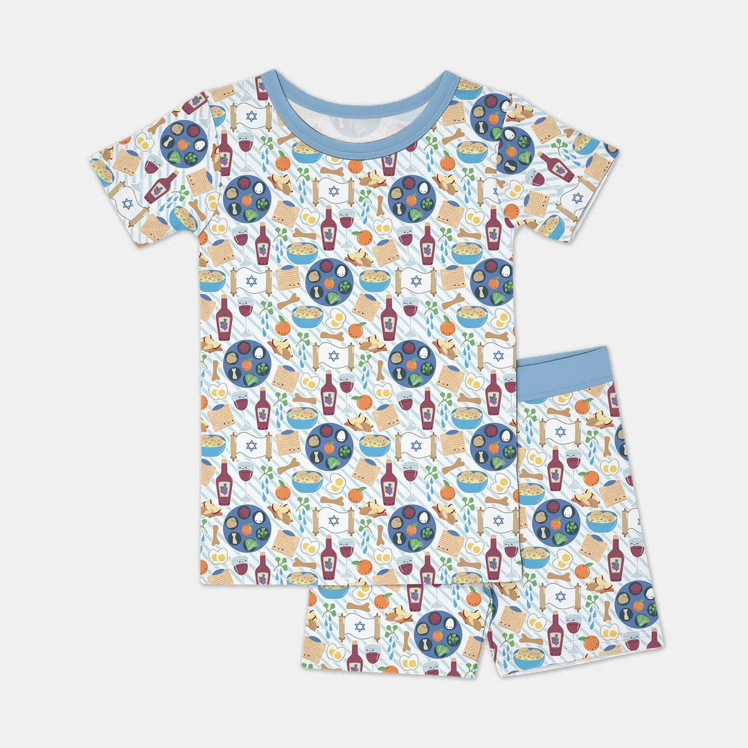 Passover Meal Two Piece Short Sleeve Shorts Pajama Set