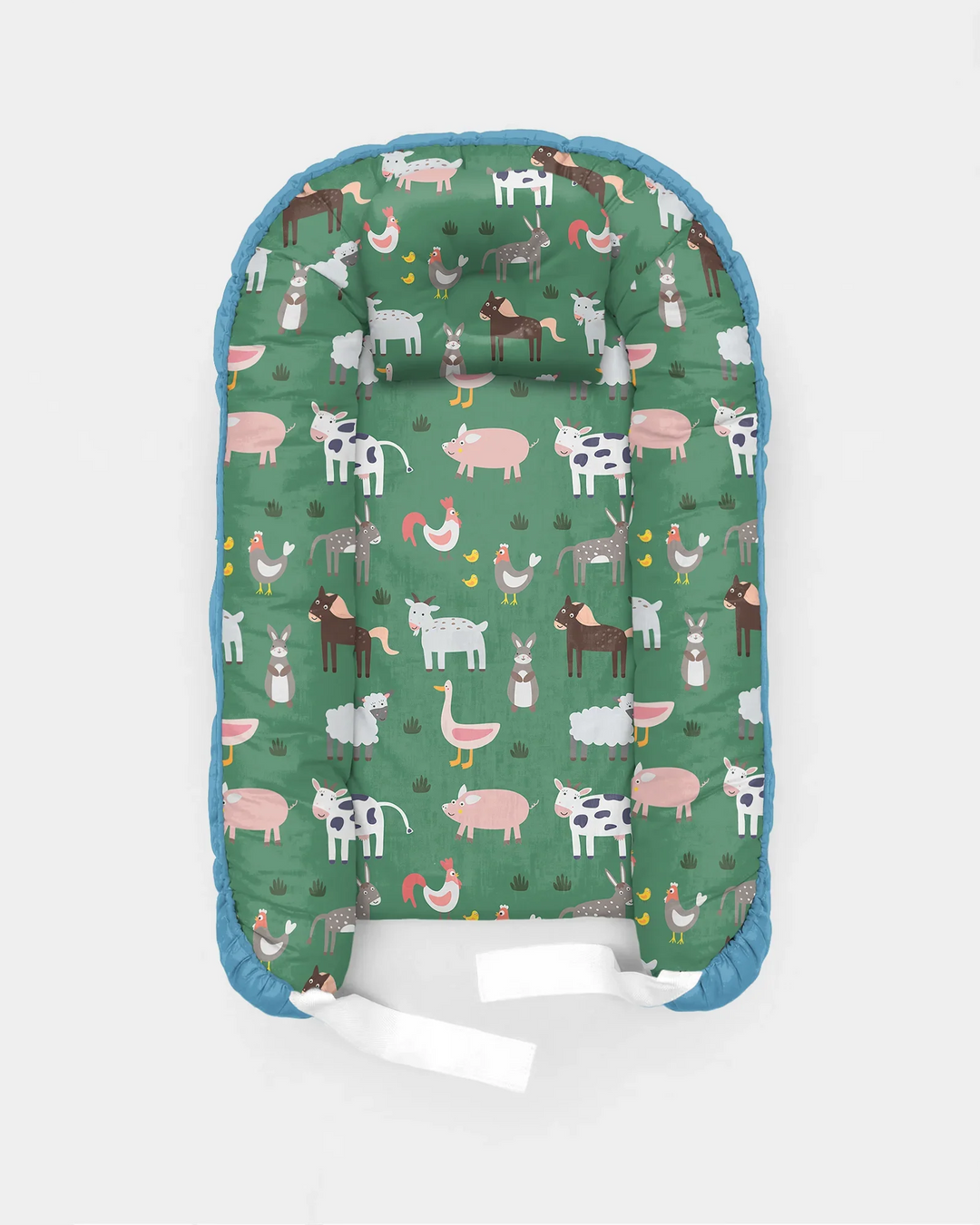 Green Farm Animals Bamboo Baby Nest Bed