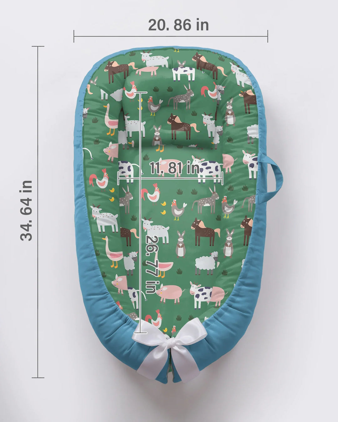 Green Farm Animals Bamboo Baby Nest Bed