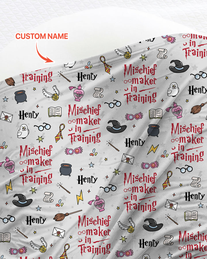 Custom Name Mischief Maker In Training swaddle blanket