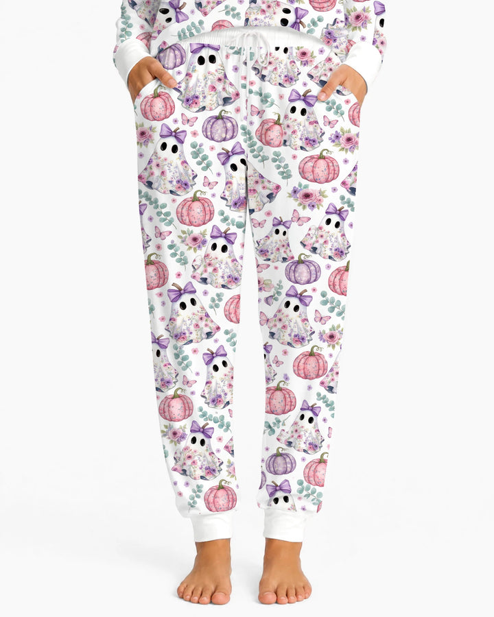 Floral Ghost & Pumpkin Garden Bamboo Women Pajama Set
