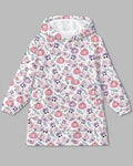 Floral Ghost & Pumpkin Garden Bamboo Blanket Hoodie