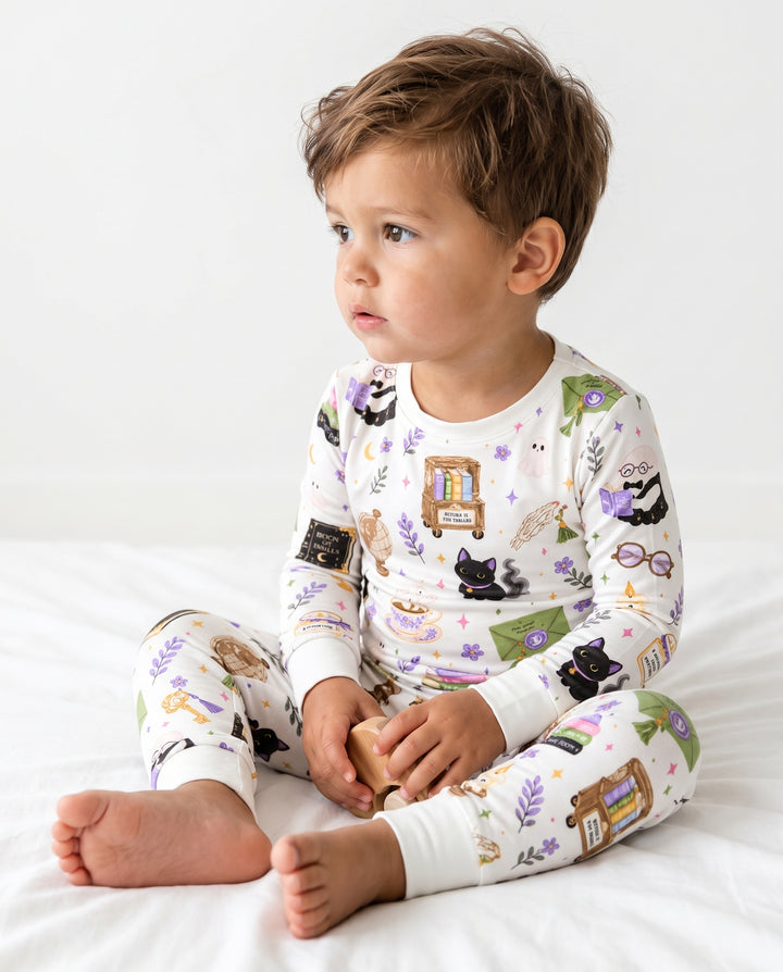 Haunted Library Ghost Stories Bamboo Two Piece Long Sleeve Pajama Set