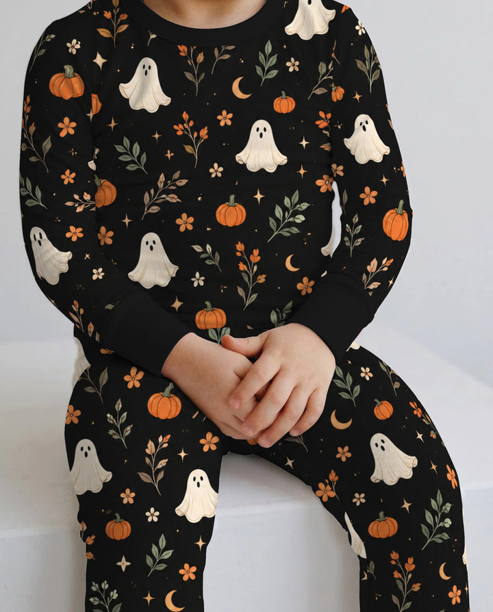 Autumn Ghost Botanical Bamboo Two Piece Long Sleeve Pajama Set