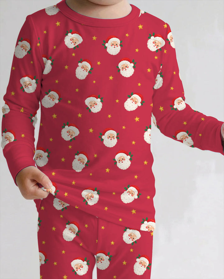 Jolly Santa Starry Christmas Bamboo Two Piece Long Sleeve Pajama Set
