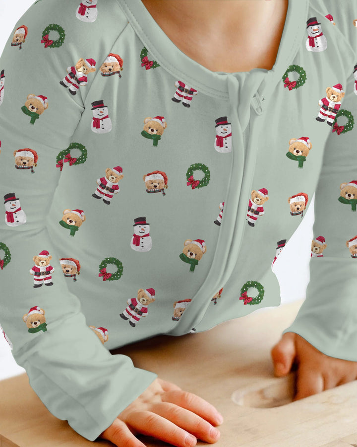 Christmas Teddy & Snowman Bamboo Convertible Zippy