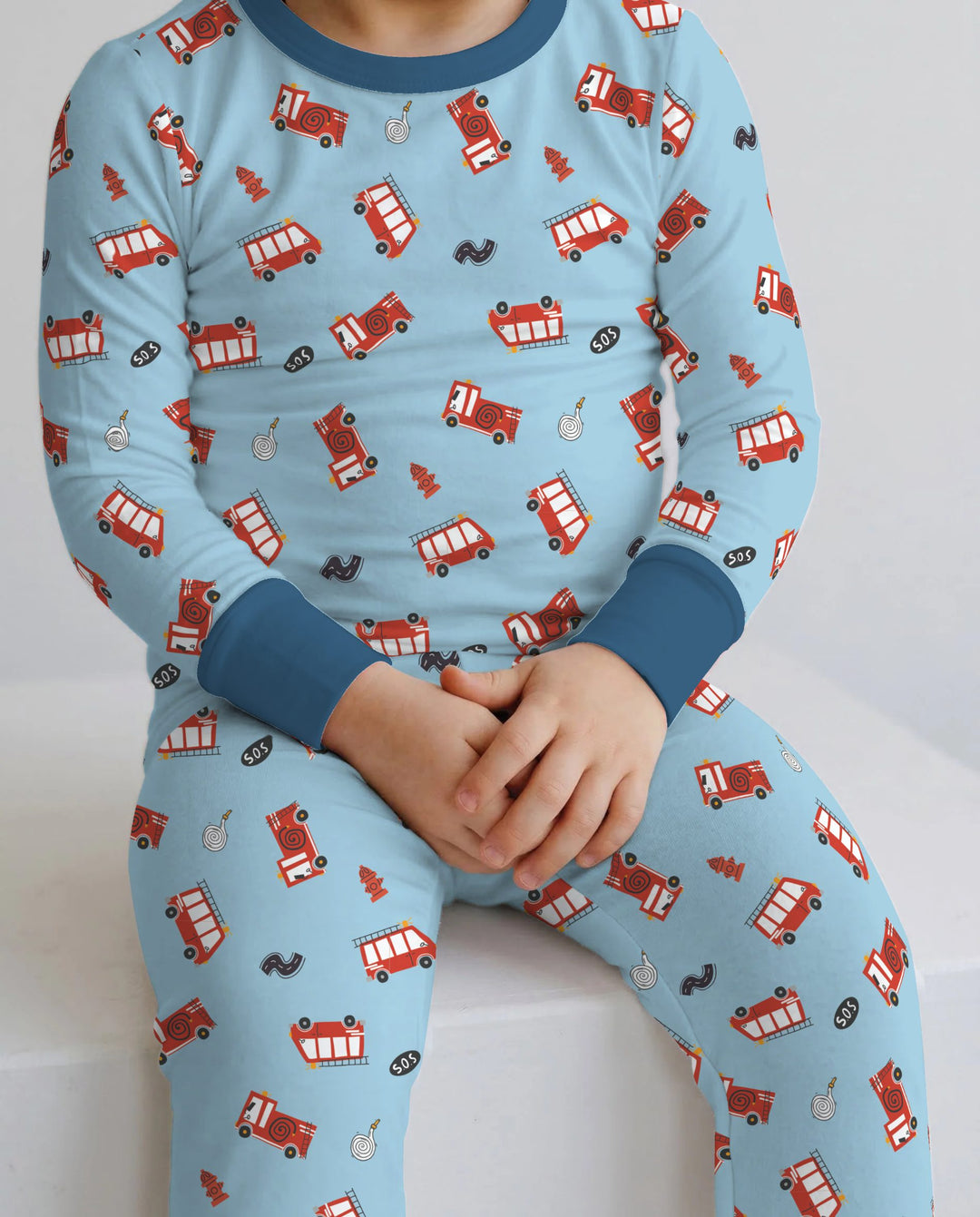 Little Fire Rescue Trucks Bamboo Two Piece Long Sleeve Pajama Set
