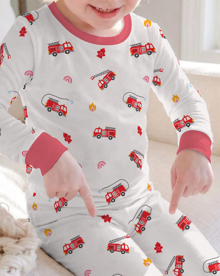Firefighter Rescue Day Bamboo Two Piece Long Sleeve Pajama Set
