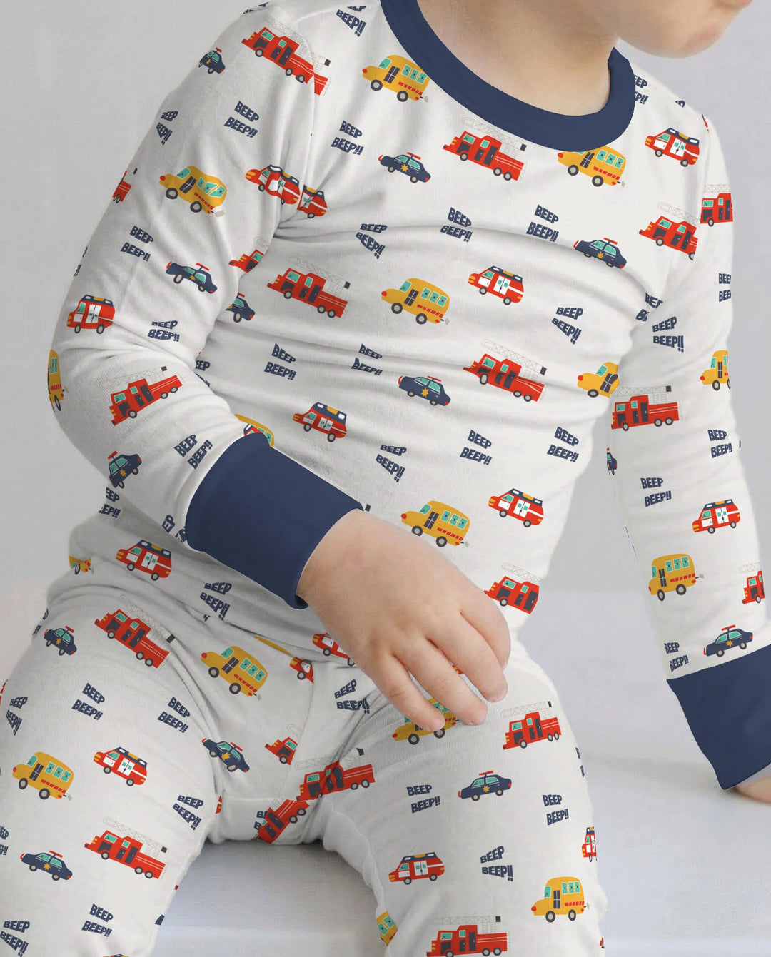 Emergency Vehicles Beep Beep Bamboo Two Piece Long Sleeve Pajama Set