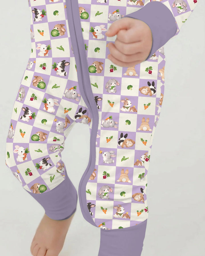 Bunny Lavender Garden Checkerboard Bamboo Convertible Zippy