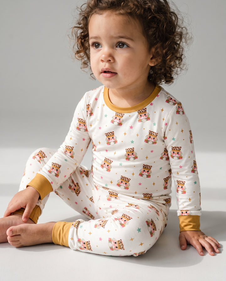 Leopard Nutcracker Christmas Bamboo Two Piece Long Sleeve Pajama Set