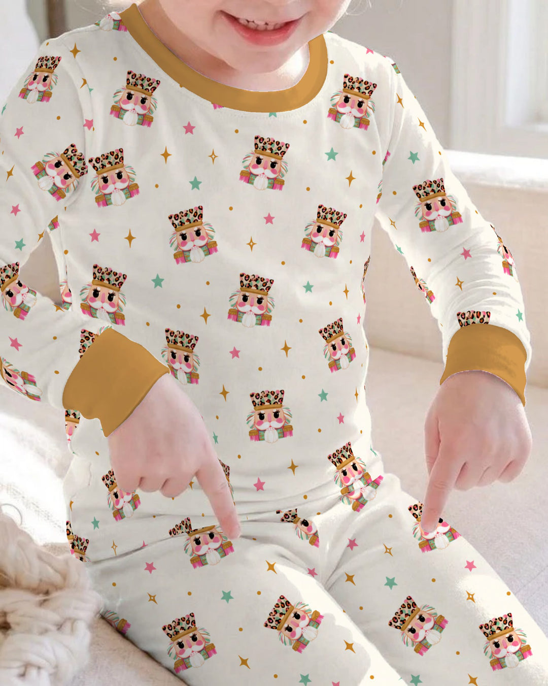 Leopard Nutcracker Christmas Bamboo Two Piece Long Sleeve Pajama Set