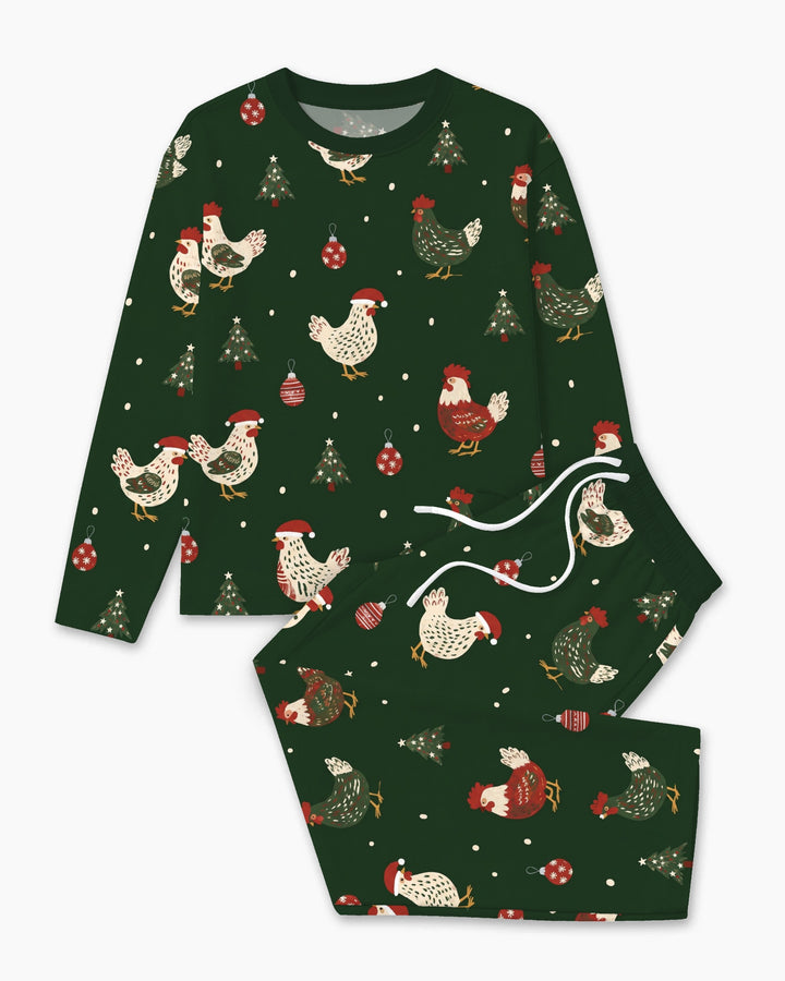 Festive Christmas Chickens Bamboo Men's Pajama Set