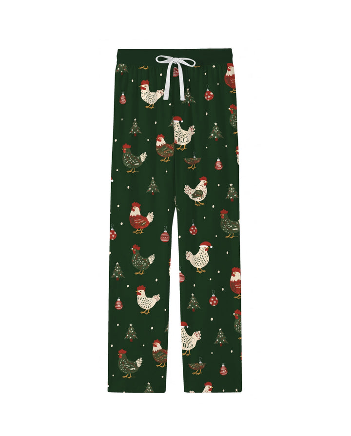 Festive Christmas Chickens Bamboo Men's Pajama Set