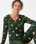 Festive Christmas Chickens Bamboo Women Pajama Set