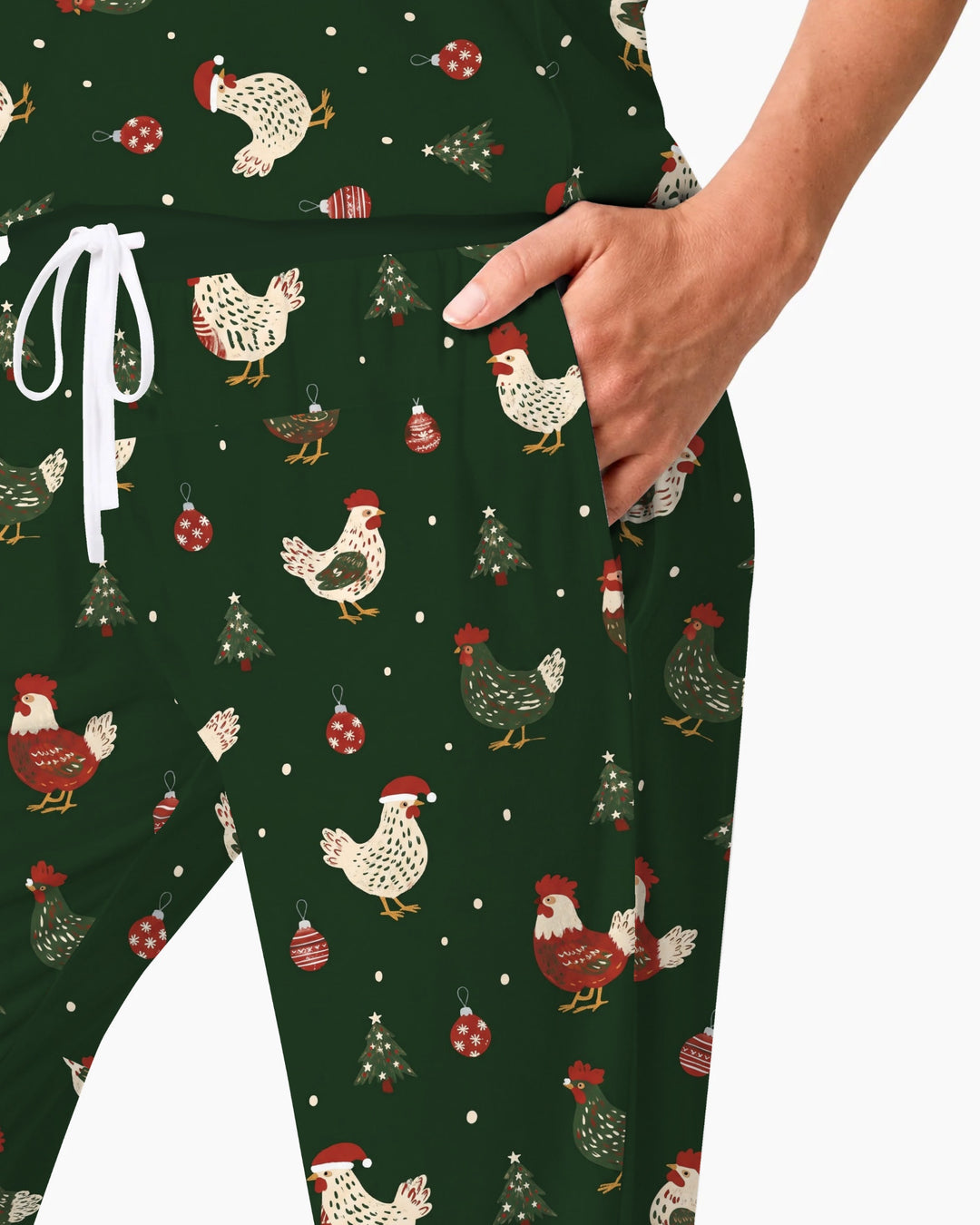 Festive Christmas Chickens Bamboo Women Pajama Set