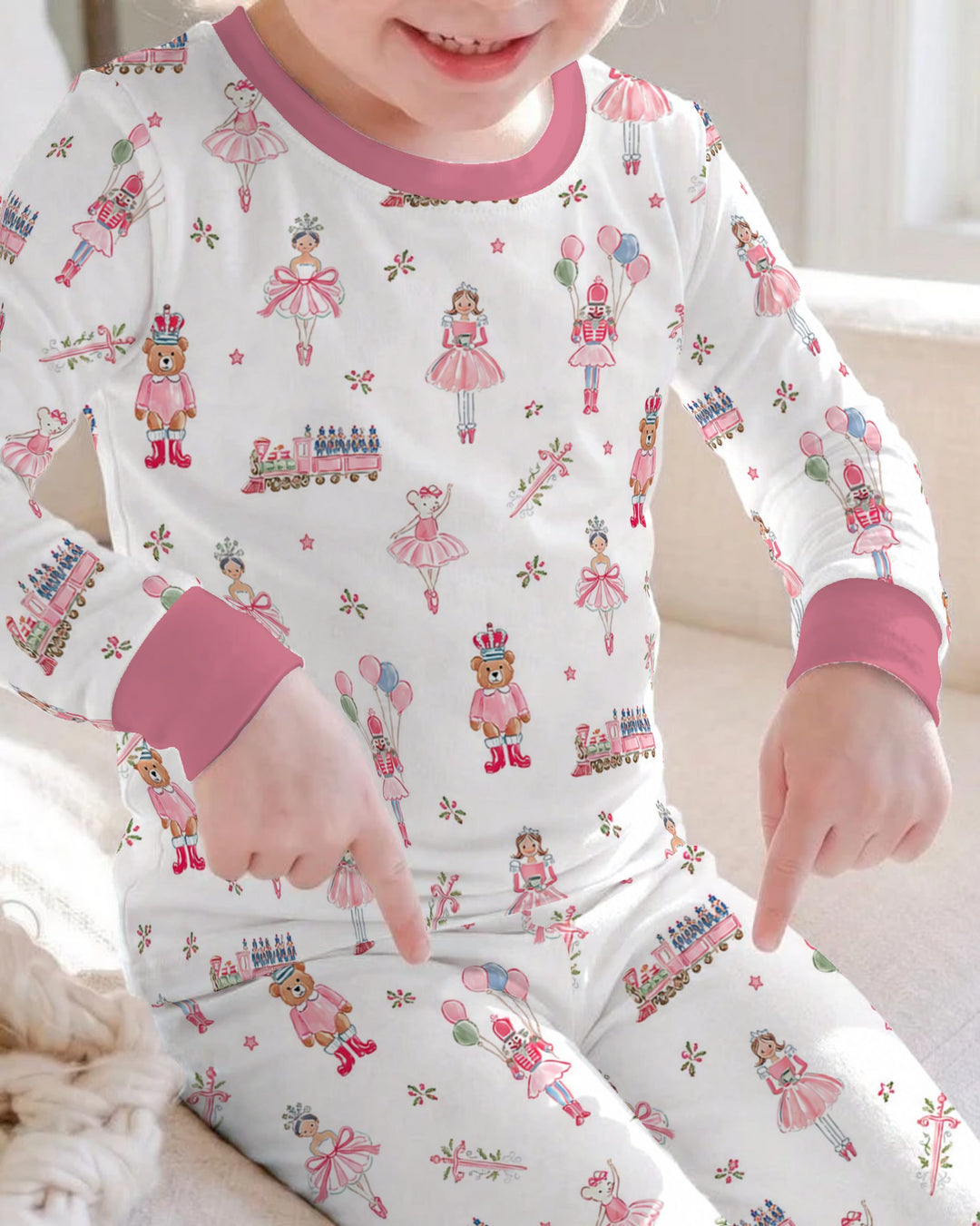 Pink Nutcracker Ballet Bamboo Two Piece Long Sleeve Pajama Set