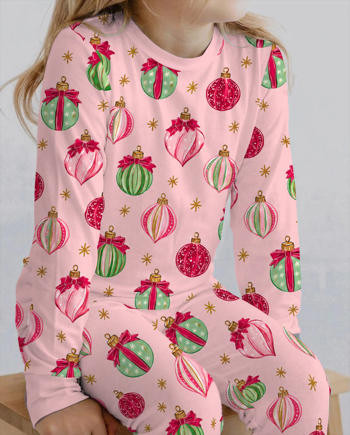 Coquette Christmas Ornaments Bamboo Two Piece Long Sleeve Pajama Set