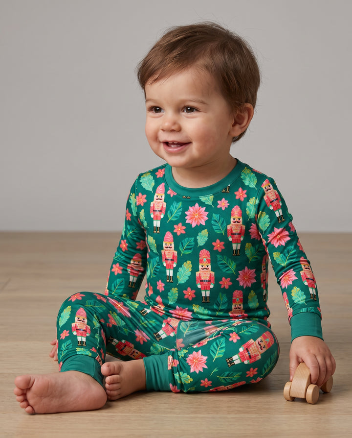 Tropical Nutcracker Christmas Bamboo Two Piece Long Sleeve Pajama Set